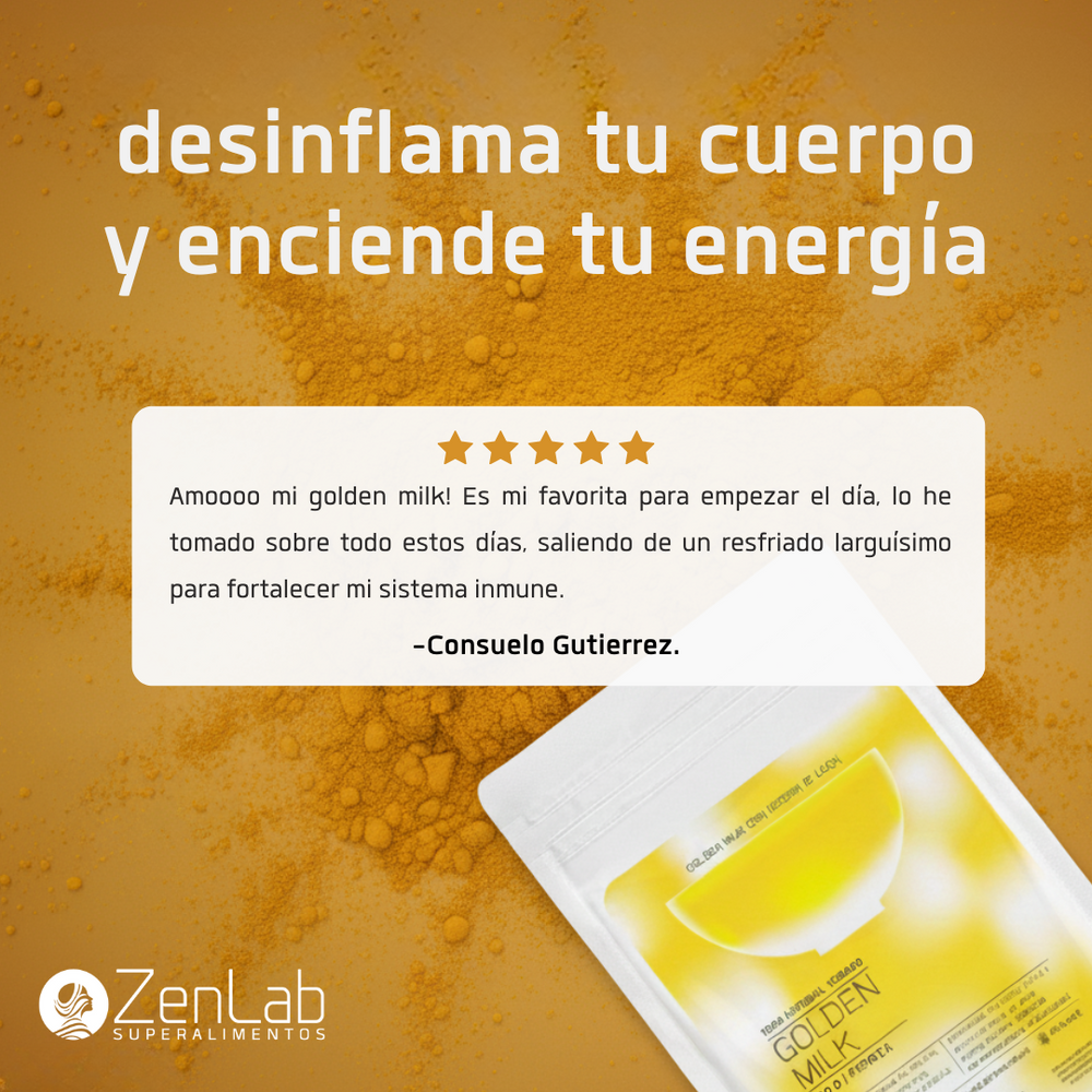 Golden Milk 100 g ZenLab Sin Azúcar – Bienestar Natural con Melena de León y Cúrcuma