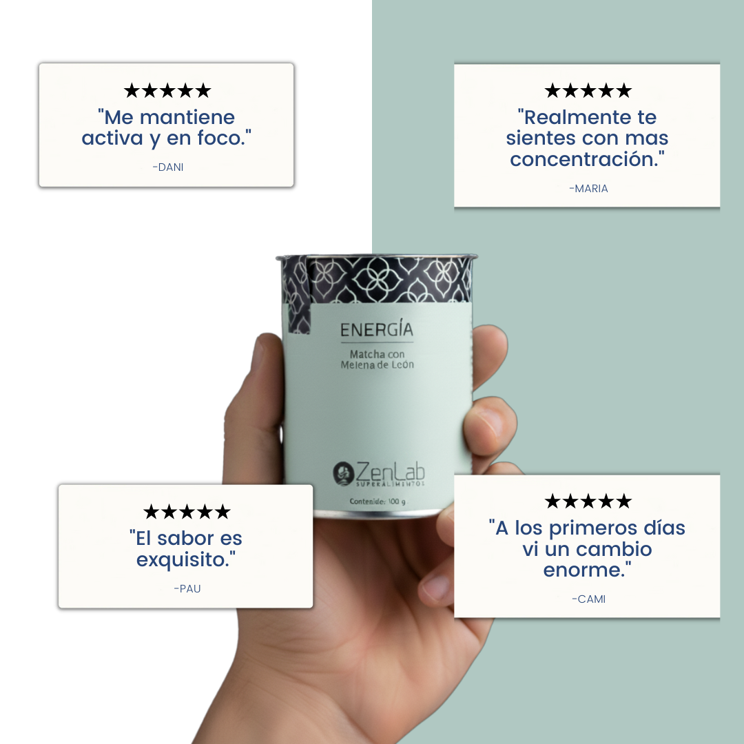 BEST SELLER - ENERGÍA - Matcha japonés con melena de león 60 gramos