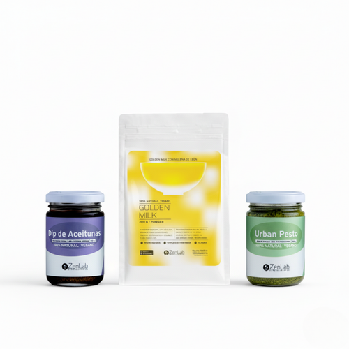 Pack Brunch ZenLab: Golden Milk, Paté de Hongos Ostra con Aceitunas y Urban Pesto