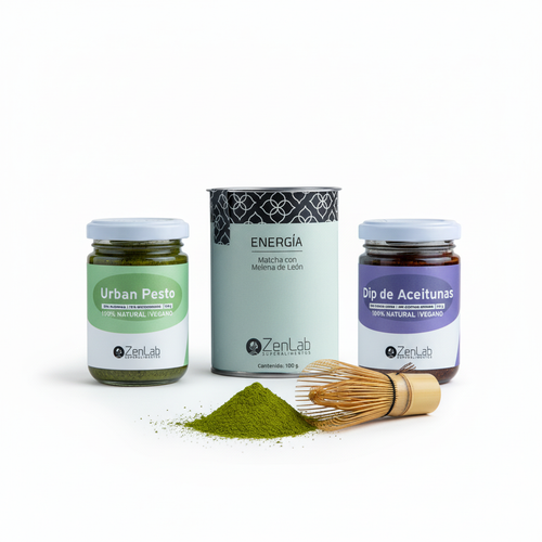Pack Brunch ZenLab: Matcha con melena de león, Paté de Hongos Ostra con Aceitunas y Urban Pesto