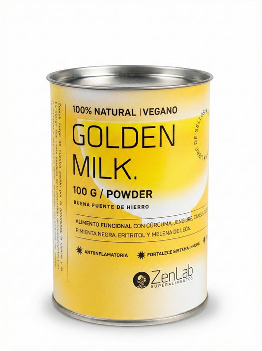 Golden Milk 100 g ZenLab Sin Azúcar – Bienestar Natural con Melena de León y Cúrcuma