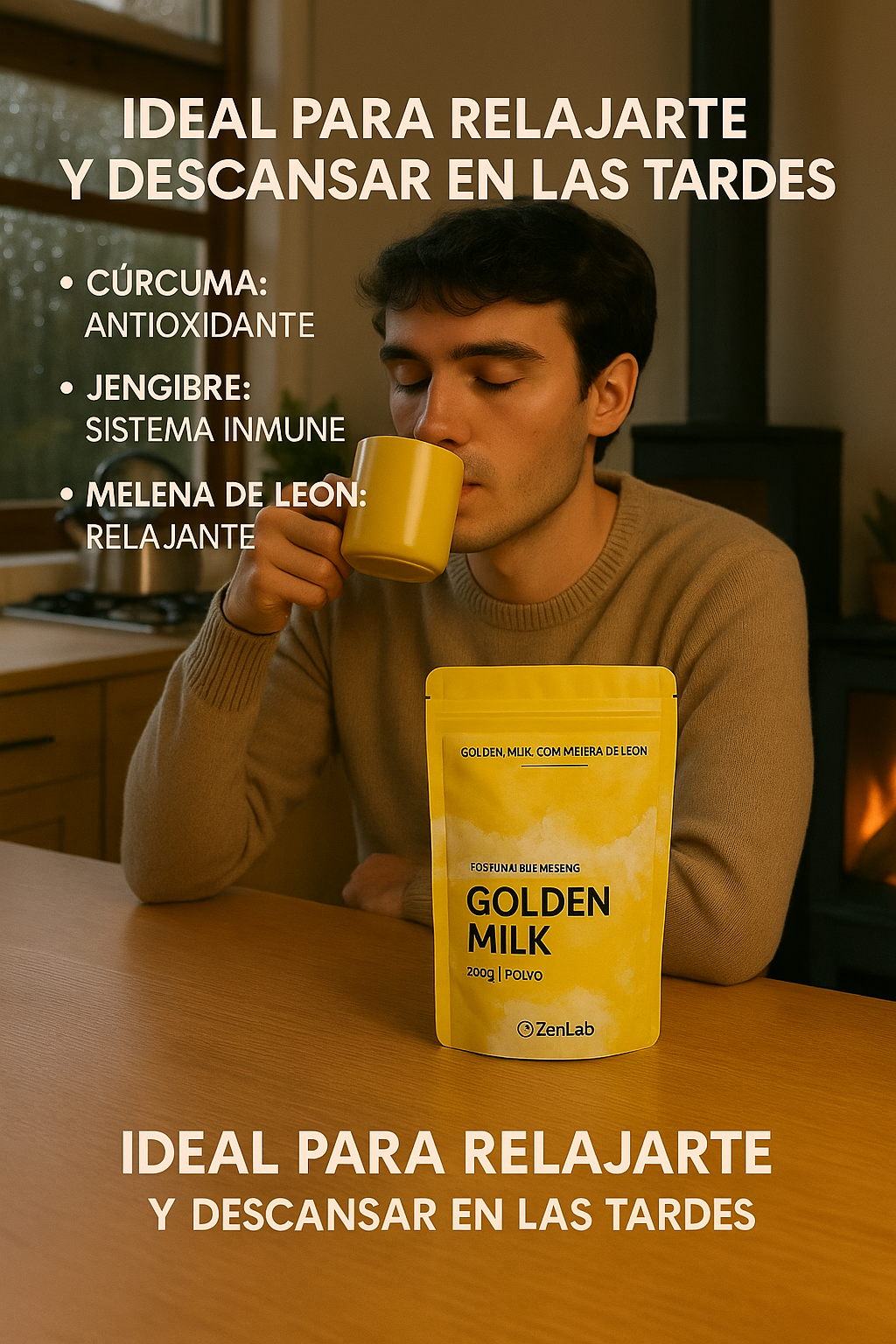 Golden Milk ZenLab – Bienestar Natural con Melena de León y Cúrcuma