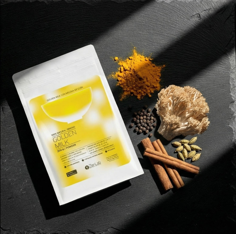 Golden Milk 100 g ZenLab Sin Azúcar – Bienestar Natural con Melena de León y Cúrcuma