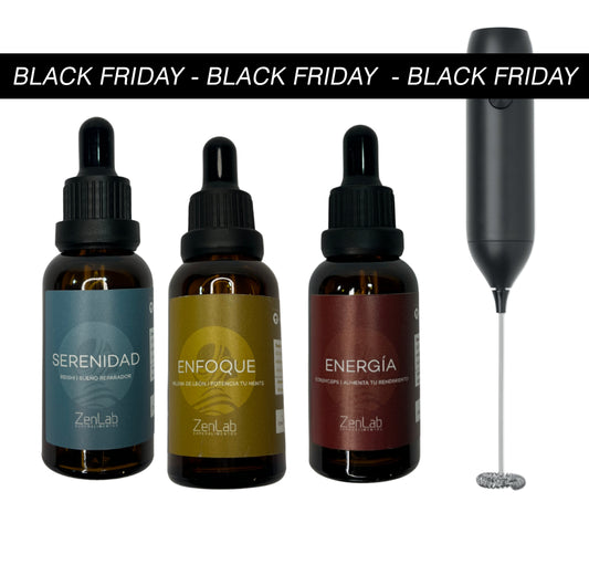 Tripack Bienestar Total – Melena de León, Reishi y Cordyceps para ansiedad, insomnio y energía natural +BATIDOR DE CAFÉ GRATIS